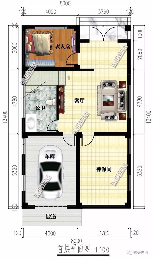 面寬8-9米的農(nóng)村四層自建樓房戶型方案圖，小宅基地首選
