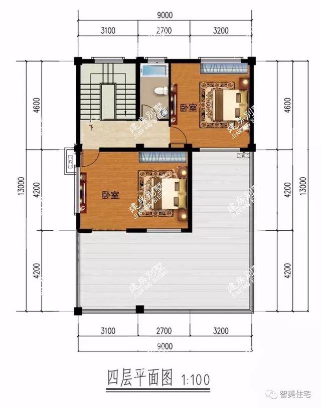 面寬8-9米的農(nóng)村四層自建樓房戶型方案圖，小宅基地首選
