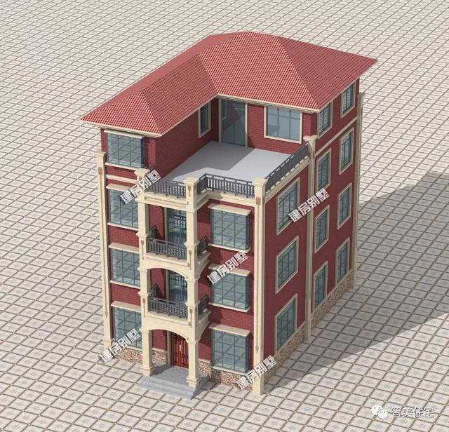 面寬8-9米的農(nóng)村四層自建樓房戶型方案圖，小宅基地首選