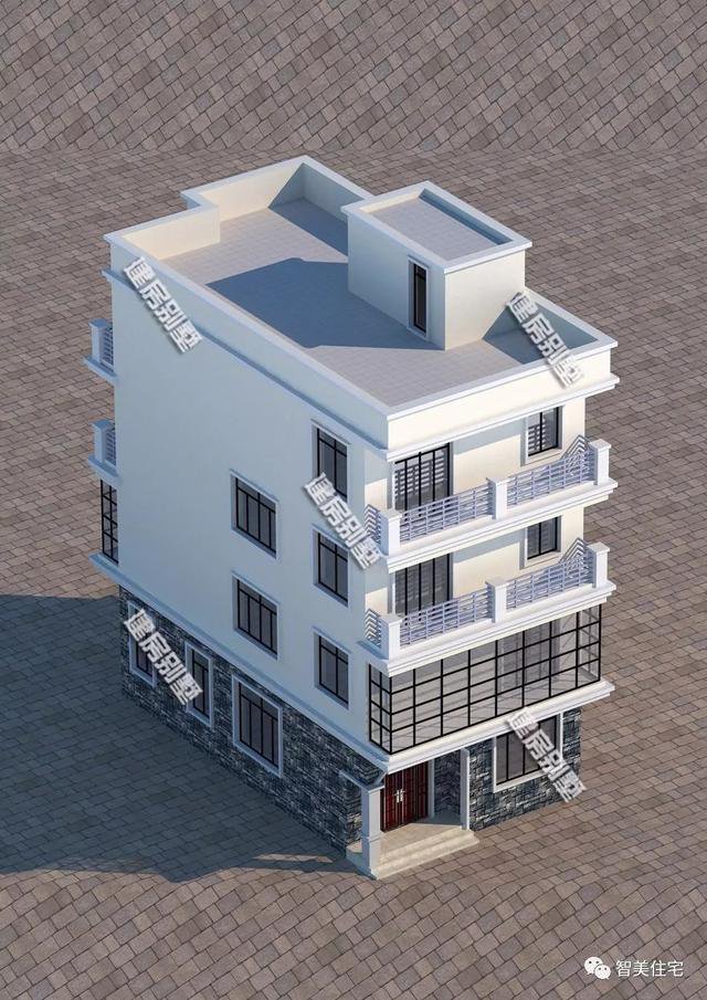 面寬8-9米的農(nóng)村四層自建樓房戶型方案圖，小宅基地首選