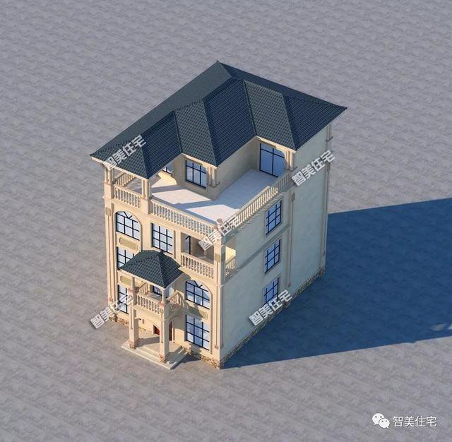 面寬8-9米的農(nóng)村四層自建樓房戶型方案圖，小宅基地首選