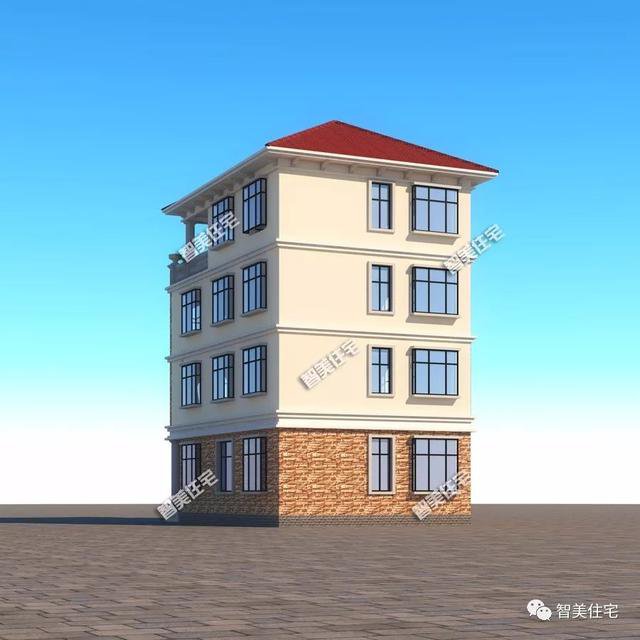 面寬8-9米的農(nóng)村四層自建樓房戶型方案圖，小宅基地首選