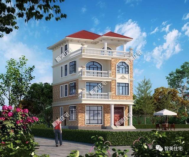 一棟三戶四層農(nóng)村自建房住宅設(shè)計方案圖，實用簡單