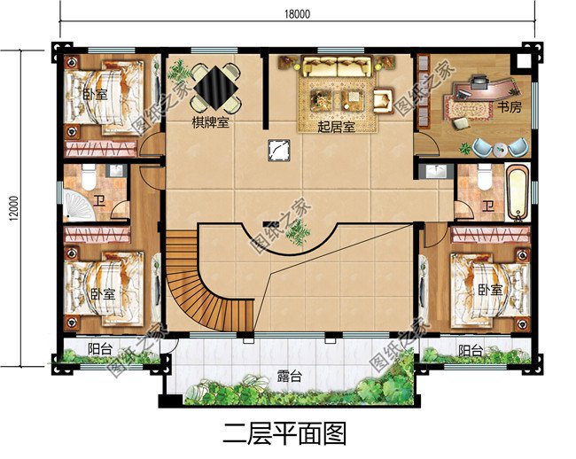50萬左右農(nóng)村豪華二層別墅設計圖 ，大廳中空，外觀精美