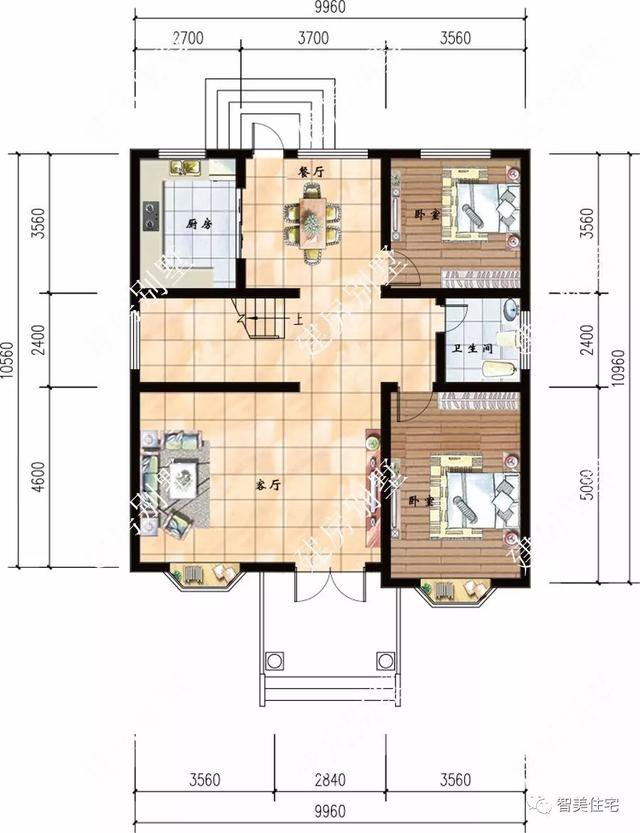 寬9米左右的兩棟自建房圖，一棟平屋頂設(shè)計，一棟坡屋頂