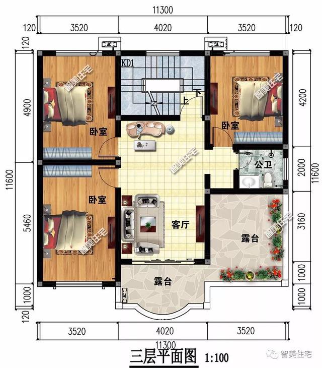 開間11-12米間的農(nóng)村別墅設(shè)計(jì)圖，第二棟圖紙之家原創(chuàng)設(shè)計(jì)