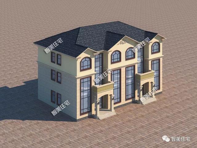 大廳共用的雙拼3層戶型別墅設(shè)計(jì)圖，兄弟倆一起住豪宅