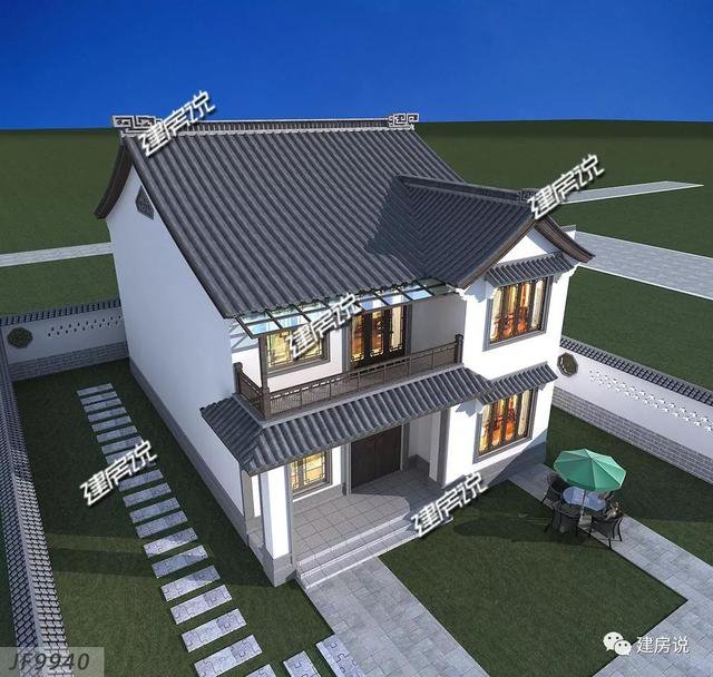 36萬(wàn)建中式徽派二層小別墅，春賞花夏乘涼，秋賞月冬掃雪