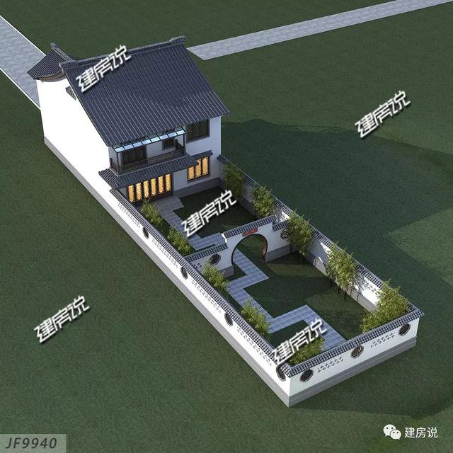 36萬(wàn)建中式徽派二層小別墅，春賞花夏乘涼，秋賞月冬掃雪