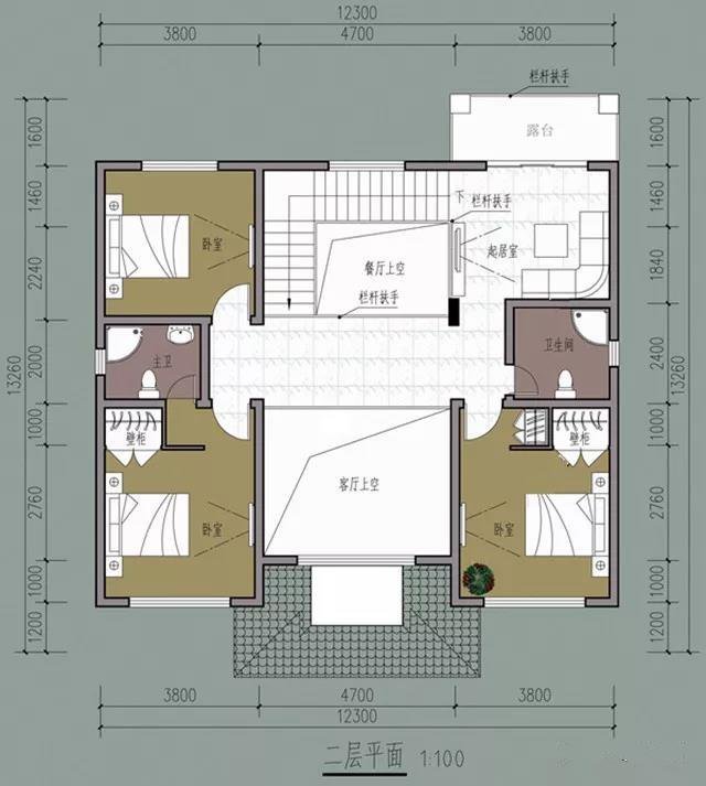 現(xiàn)代二層新農(nóng)村住宅復(fù)式設(shè)計(jì)方案圖，戶型簡(jiǎn)單、實(shí)用