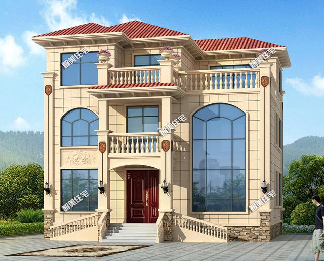 2棟復(fù)式歐式自建房方案戶型圖，開間12米左右