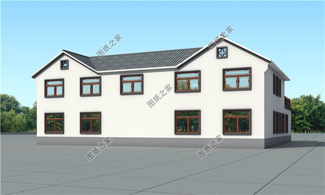 農(nóng)村中式二層四合院別墅設(shè)計(jì)圖含外觀效果圖