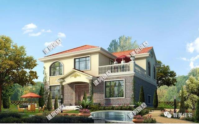 2層簡歐小洋樓設(shè)計圖，1種外觀2種戶型方案選擇