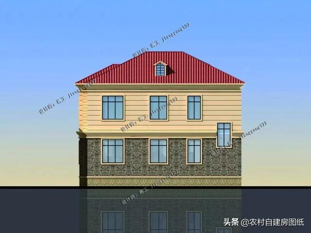 12×10.5m時尚二層農村自建房設計圖紙，5室3廳4衛(wèi)