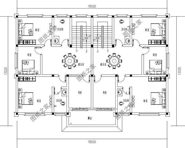 230平方米新農(nóng)村雙拼別墅戶型圖全套設(shè)計方案，13x18米