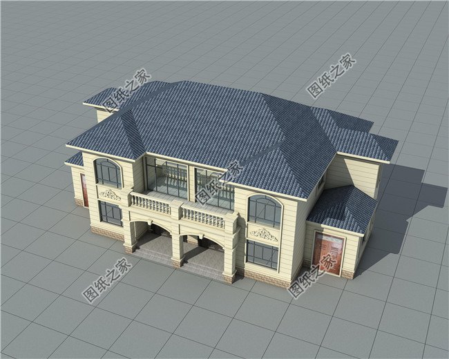 農(nóng)村二層雙拼別墅建筑圖紙及效果圖