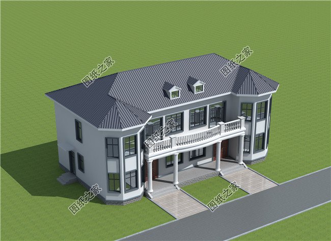 雙拼別墅戶型建筑設計圖紙及外觀效果圖