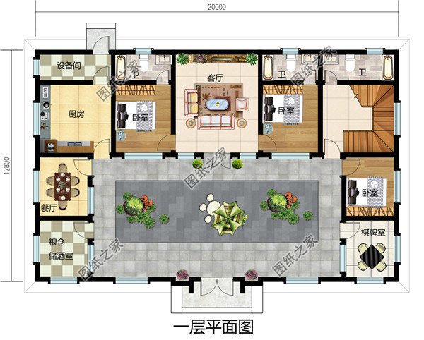 高端二層新中式四合院別墅設(shè)計(jì)圖，含全套CAD施工圖
