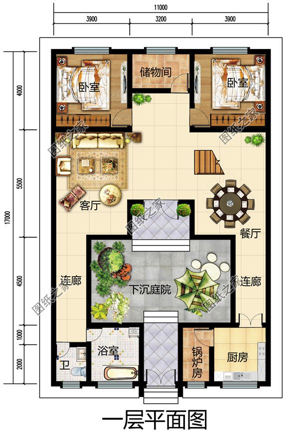 160平方米農(nóng)村二層四合院別墅設(shè)計圖及外觀圖片
