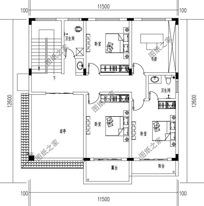 農(nóng)村兩層樓房施工設(shè)計(jì)圖紙帶外觀圖