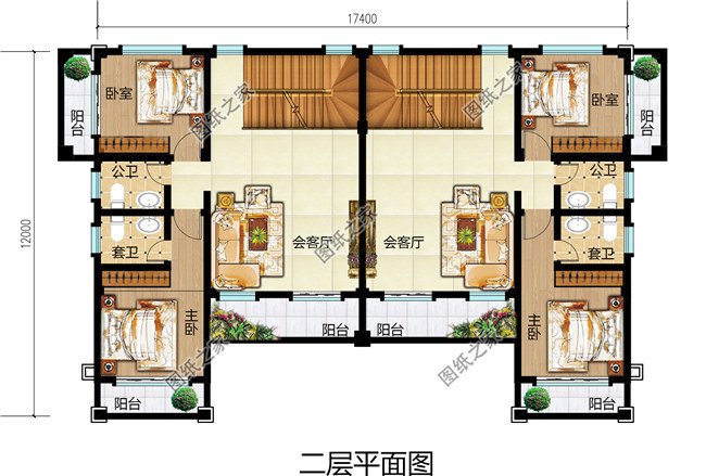 雙拼農(nóng)村小別墅設(shè)計圖，適合有兩個兄弟的家庭自建