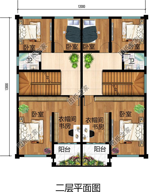 雙拼農(nóng)村小別墅設(shè)計圖，適合有兩個兄弟的家庭自建