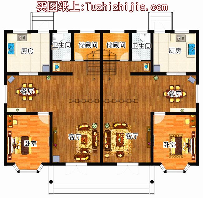 雙拼農(nóng)村小別墅設(shè)計圖，適合有兩個兄弟的家庭自建