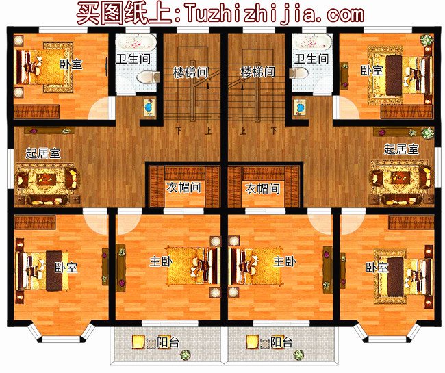 雙拼農(nóng)村小別墅設(shè)計圖，適合有兩個兄弟的家庭自建