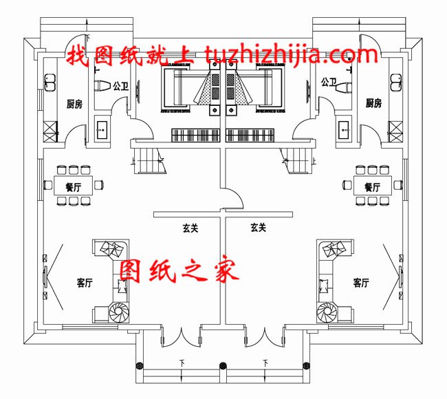 雙拼農(nóng)村小別墅設(shè)計圖，適合有兩個兄弟的家庭自建