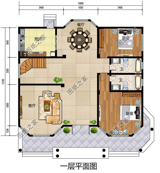 五十萬(wàn)二層半鄉(xiāng)村別墅，客廳挑空設(shè)計(jì)，占地200平米左右