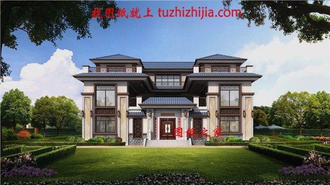 5款中國傳統(tǒng)四合院別墅效果圖，一個字，美