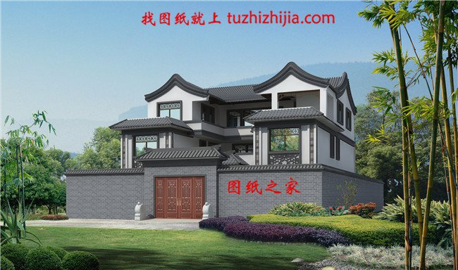 5款中國傳統(tǒng)四合院別墅效果圖，一個字，美