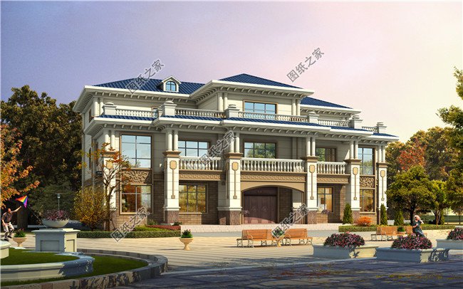 350平方米新農(nóng)村雙拼帶閣樓別墅施工設(shè)計圖紙及效果圖