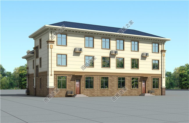 350平方米新農(nóng)村雙拼帶閣樓別墅施工設(shè)計圖紙及效果圖