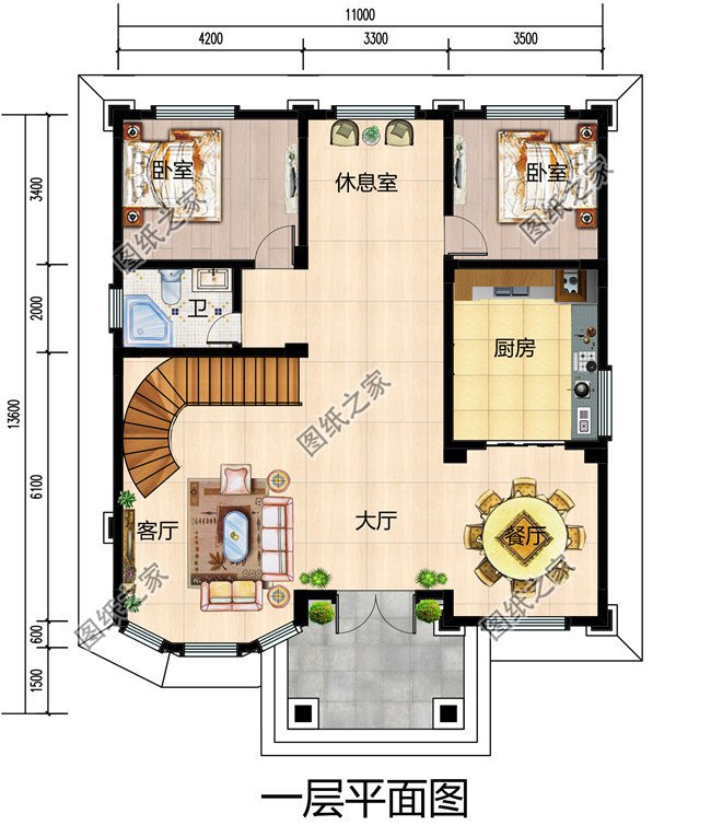 農(nóng)村房子設(shè)計(jì)圖三層獨(dú)棟別墅方案，占地130平方米