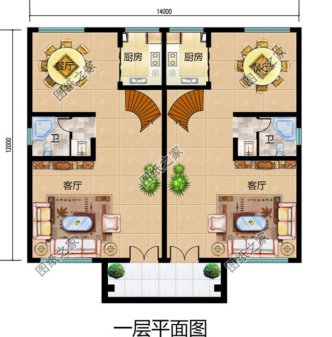 幾套農(nóng)村兄弟倆雙拼樓房設(shè)計(jì)圖，二層、三層都有