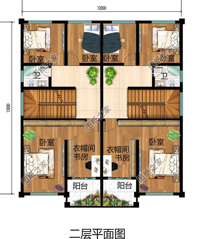 幾套農(nóng)村兄弟倆雙拼樓房設(shè)計(jì)圖，二層、三層都有