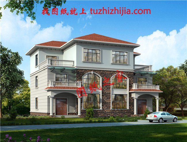 幾套農(nóng)村兄弟倆雙拼樓房設(shè)計(jì)圖，二層、三層都有