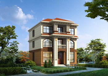 大二間三層別墅戶型圖，三層新農(nóng)村自建房設計圖紙及效果圖