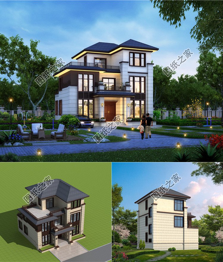 114平方米三層新中式別墅一層戶型圖