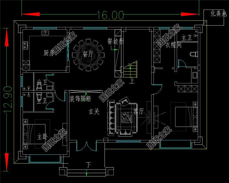 二層歐式小洋樓設(shè)計一層戶型圖