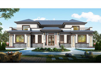 大戶型新農(nóng)村四合院別墅設(shè)計(jì)圖，260平方米，帶庭院和堂屋設(shè)計(jì)