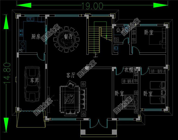 兩層新中式別墅一層戶型圖