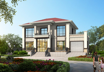 新農(nóng)村帶車庫的二層小別墅設(shè)計方案圖，造價29萬，帶鍋爐房