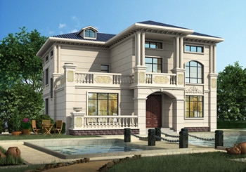 新農(nóng)村兩層歐式自建樓房設(shè)計(jì)方案圖，占地面積170平左右