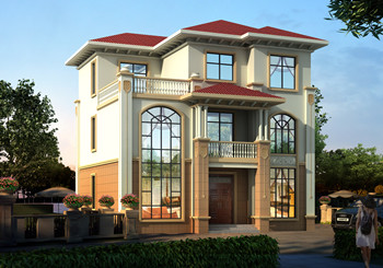 三層蓋房子歐式挑空客廳別墅設計圖，外觀漂亮戶型實用