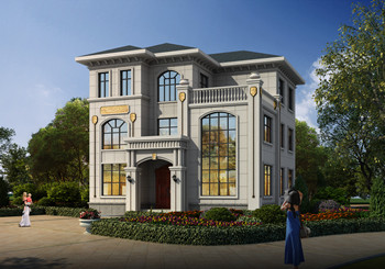 帶地下室獨(dú)棟三層高端別墅房圖紙?jiān)O(shè)計(jì)圖，復(fù)式客廳旋轉(zhuǎn)樓梯