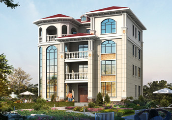 四層別墅豪宅外觀效果圖及全套施工圖，高端歐式風(fēng)格