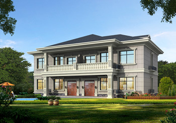 兩兄弟共墻二層別墅圖，農(nóng)村簡(jiǎn)約雙拼兩層自建房設(shè)計(jì)方案