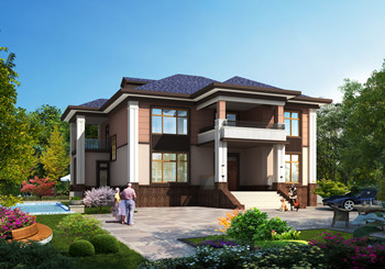 面寬15米新農(nóng)村二層中式自建房設計圖紙，挑空復式客廳